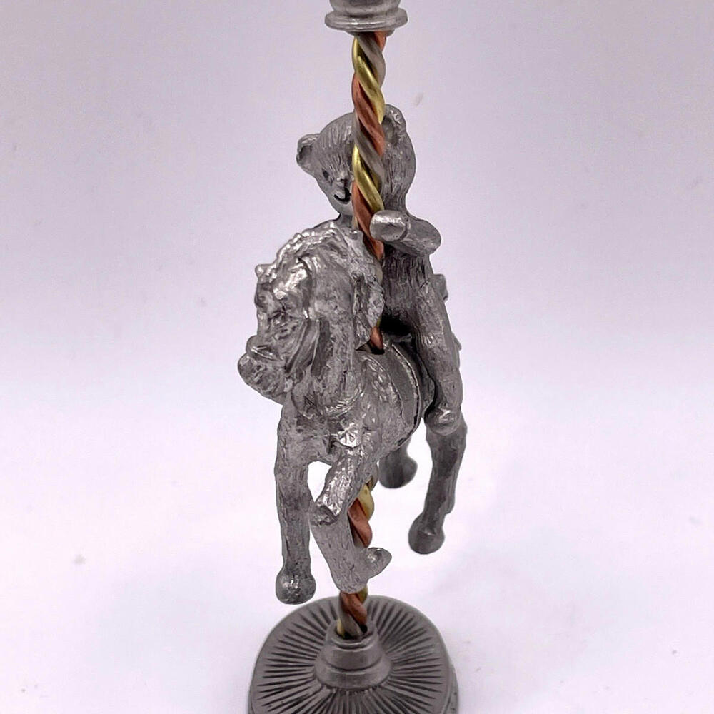 Spoontiques Teddy Bear On Carousel Horse Pewter Figurine PP690 Vintage‎ 1987 - Picture 5 of 7